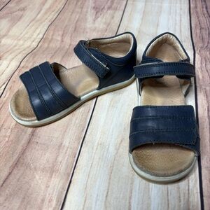 BOBUX Flat Sandals Velcro Closure Leather Navy Girls Size 9.5